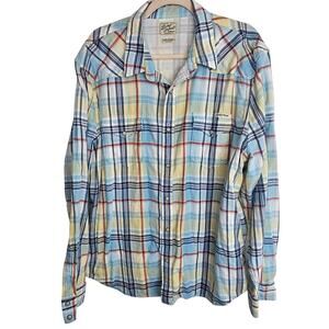 Lucky Brand Western Shirt Men XXL Plaid Flannel Pearl Snap Cowboy Rodeo Barn